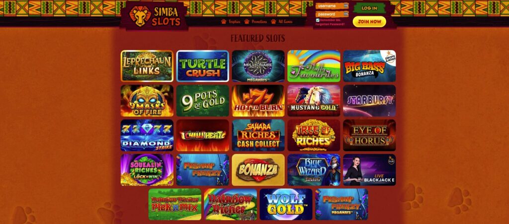 simba slots games